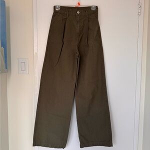 Levi's Olive Wide-Leg High-Rise Pants